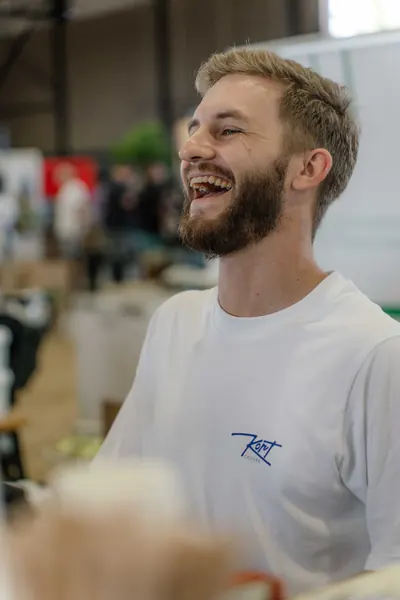 The barista laughing behind the counter, Kort Coffee